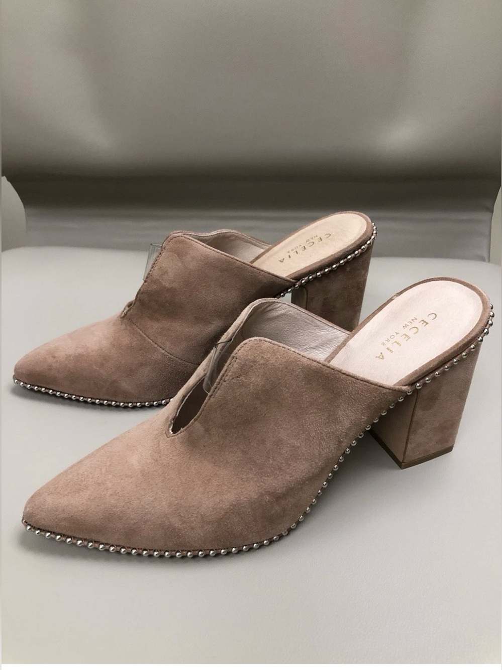 Cecelia New York Beige Suede Leather Mules Women’s Sz 10 NWOB